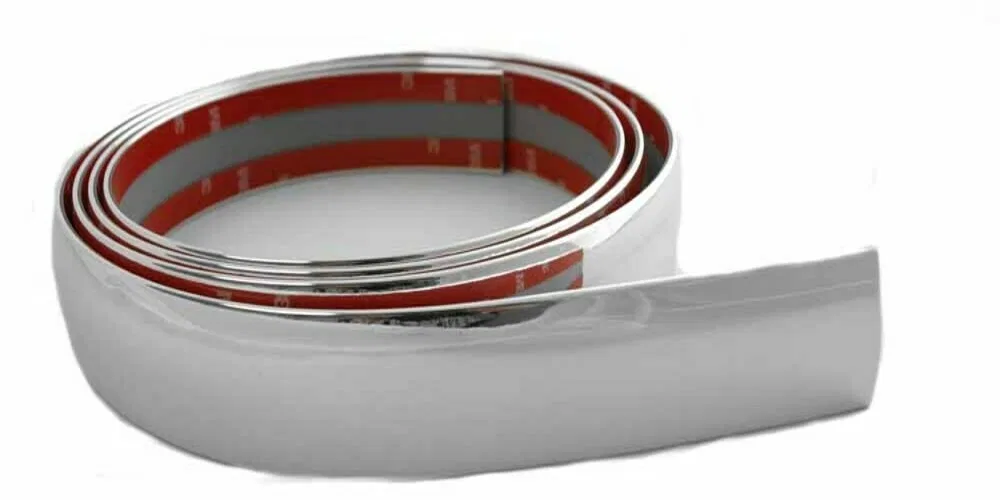 S37754 – COWLES Side Molding, Universal Custom Chrome Plated PVC Plastic 1-3/8 Inch Width x 8 Foot Length 1 Piece